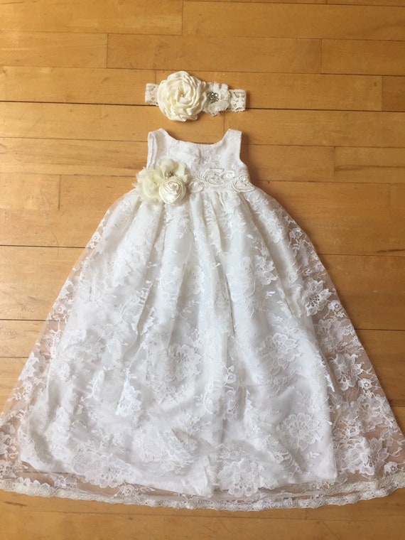 Newborn Baby Baptism Dress Set Wedding Flower Girl Etsy