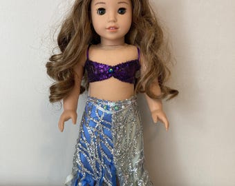 Unieke kleine zeemeermin-outfit voor poppen van 18 inch