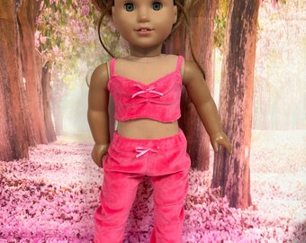 Ensemble de jogging en velours rose pour poupées de 45 cm