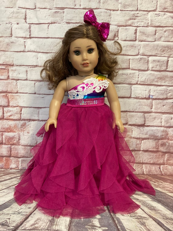 Arcobaleno Vestiti Barbie Principessa Abito A Pieghe Arcobaleno