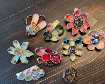 Flower Zipper Brooch Pins From Vintage Zippers