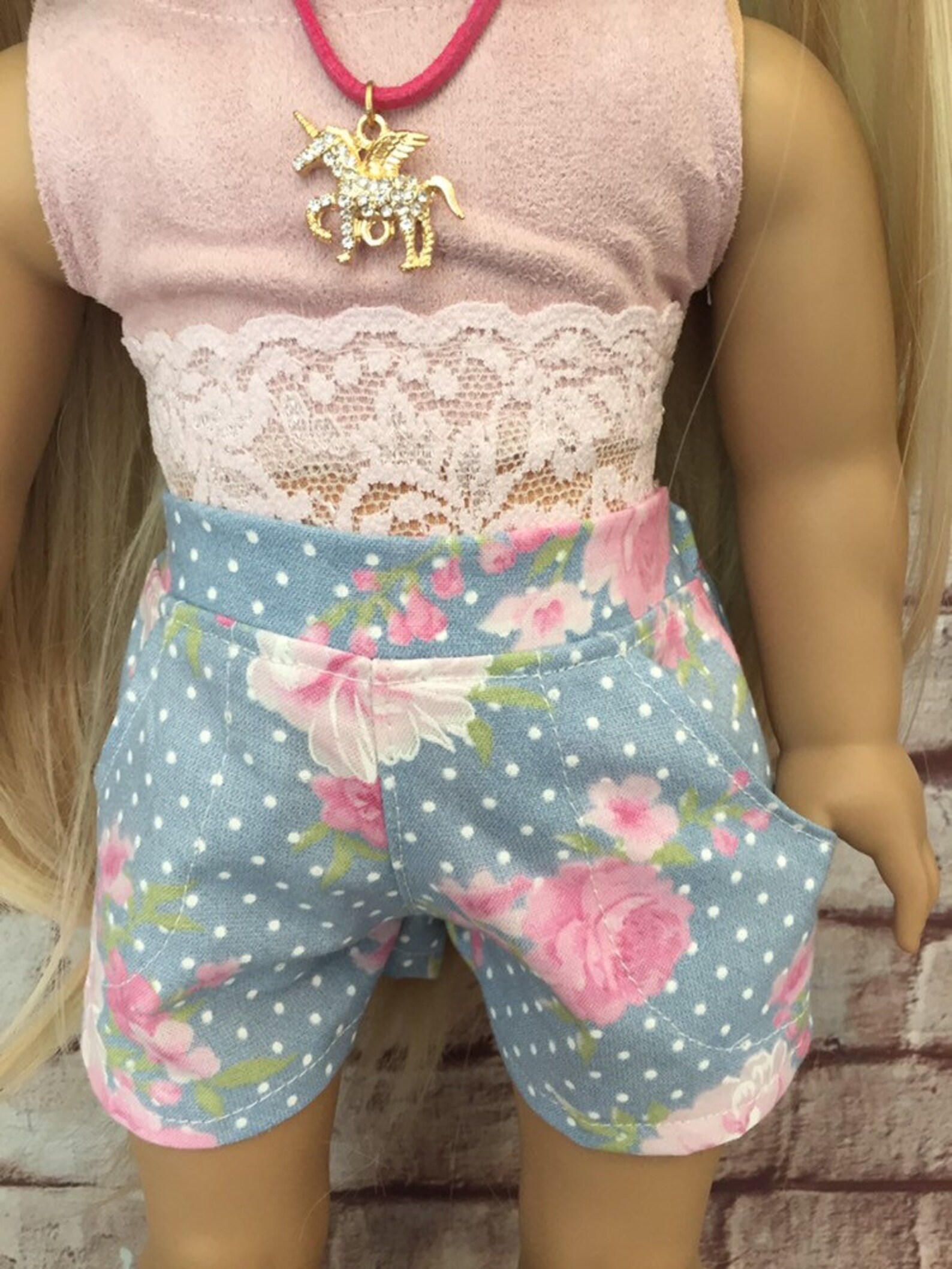 American Girl Sweet Floral Shorts And Suede Top Outfit Etsy