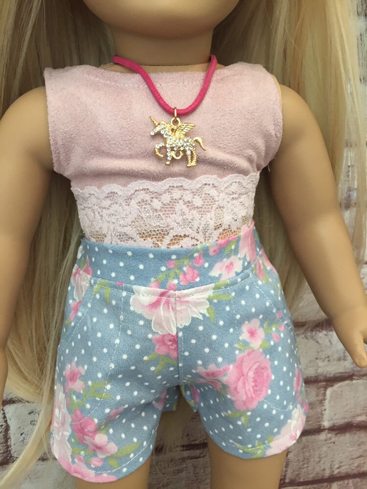 American Girl Sweet Floral Shorts And Suede Top Outfit Etsy