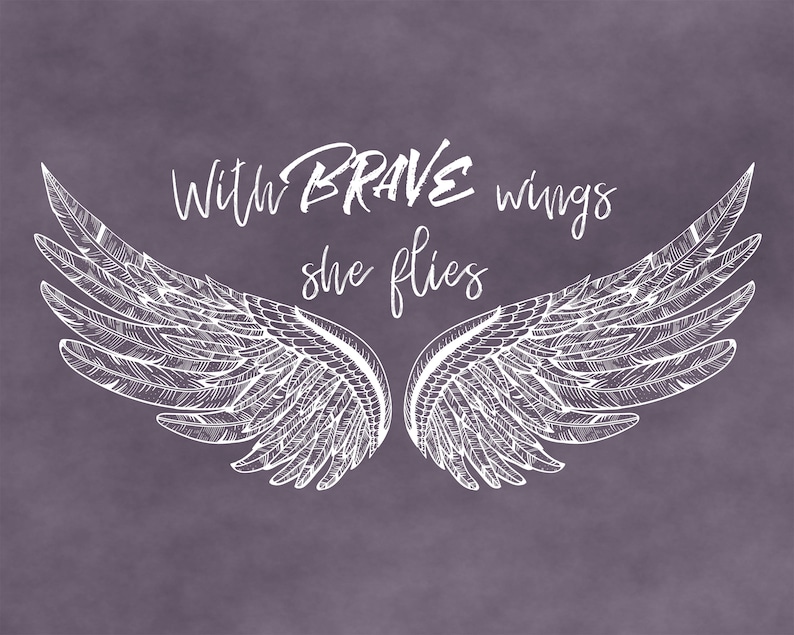 With brave wings she flies angel wings quote tattoo art Etsy