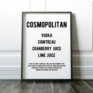 Cosmopolitan cocktail recipe - digital download
