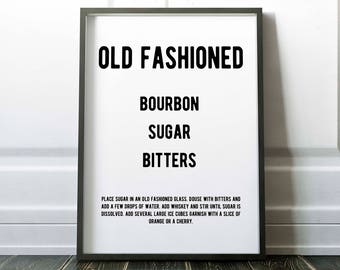 Old Fashioned - Cocktail recipe - digital download