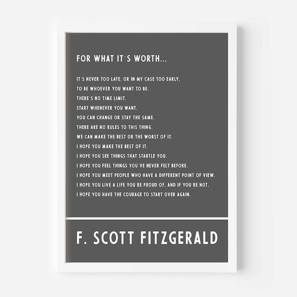 F Scott Fitzgerald - For what it's worth - digital download