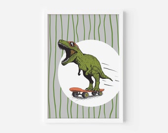 Skateboarding dinosaur - digital download