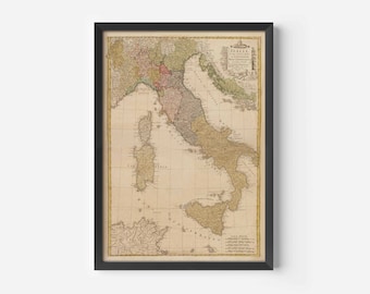 Italy map - art print (framed or unframed)