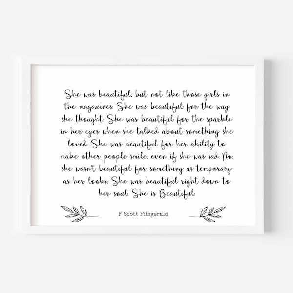 F Scott Fitzgerald - She is beautiful - digital download