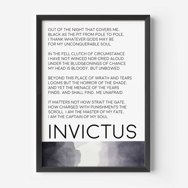 William Ernest Henley - Invictus - art print (framed or unframed)