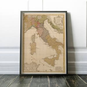 Italy map - art print (framed or unframed)