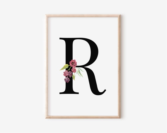 letter r floral alphabet instant digital download etsy