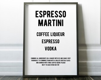 Espresso Martini - Cocktail recipe - art print (framed or unframed)