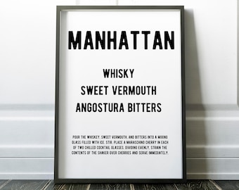Manhattan - Cocktail recipe - digital download