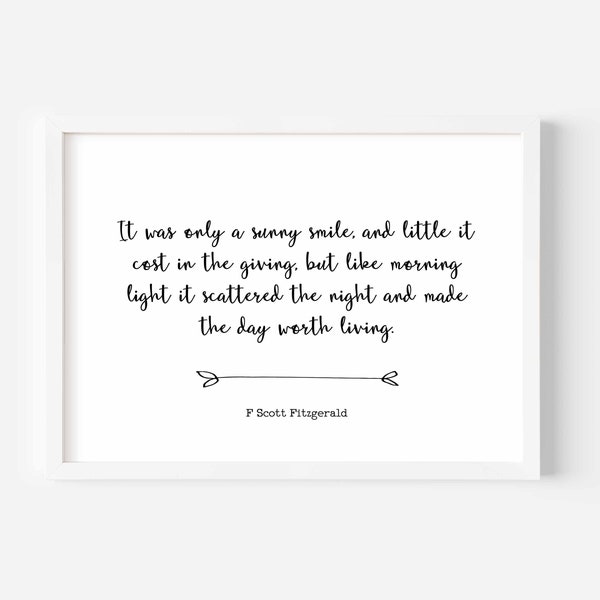 F Scott Fitzgerald - Sunny smile - art print (framed or unframed)