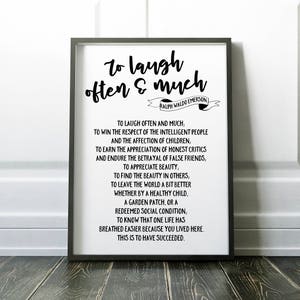 Ralph Waldo Emerson - to Laugh Often and Much - Digital Download - Etsy