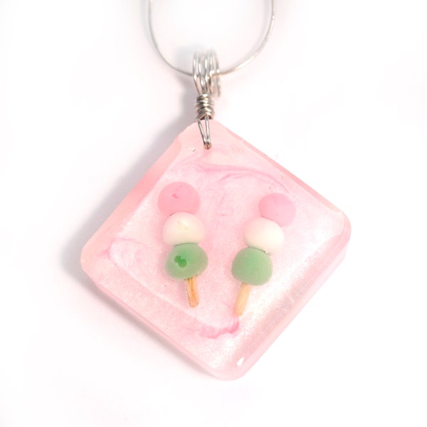 Hanami Dango Resin Pendant - Japanese Teatime Treats - Kawaii Sakura Mochi Jewelry