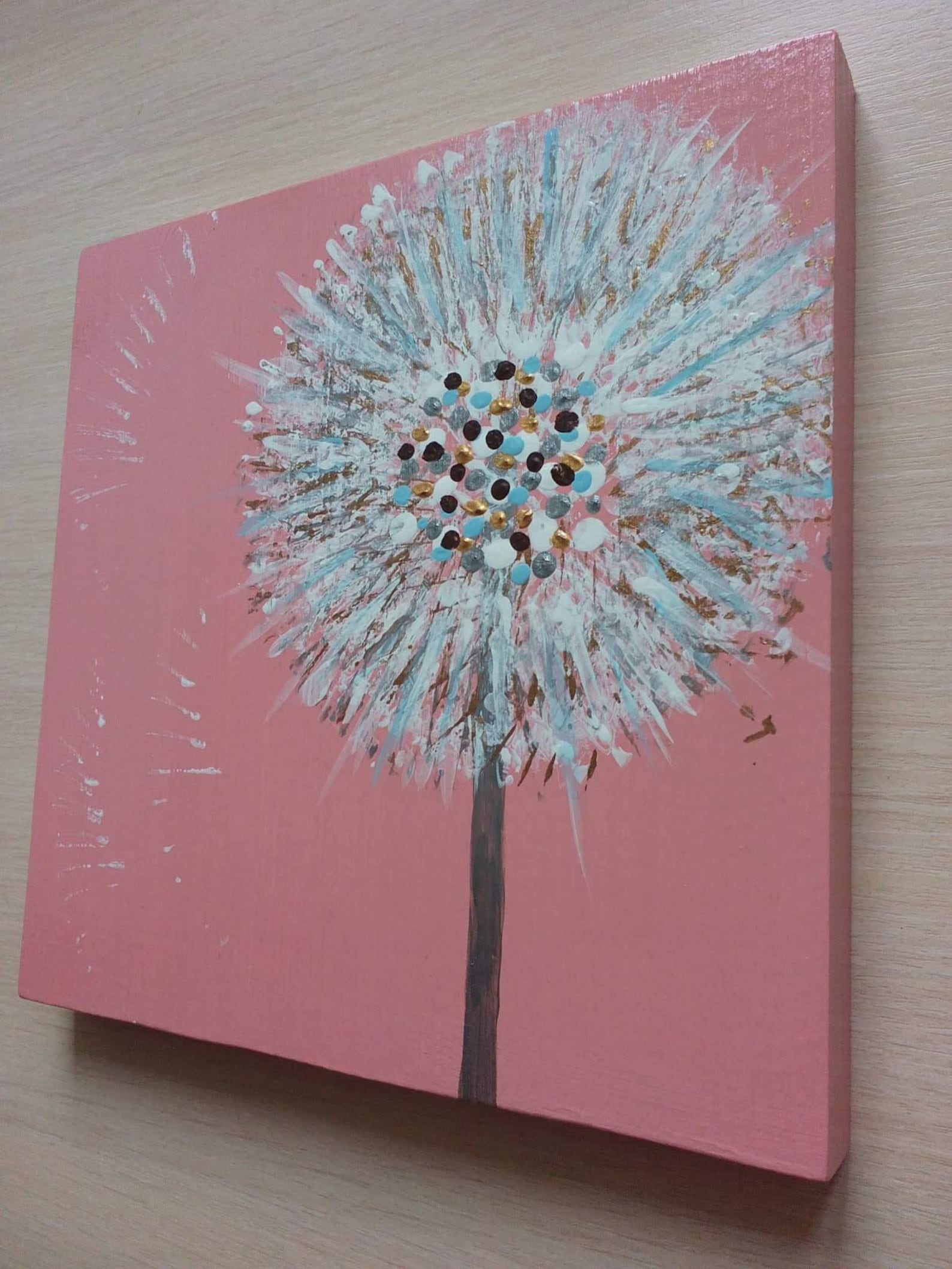 Dandelion painting Dandelion wood art Dandelion wall decor Etsy