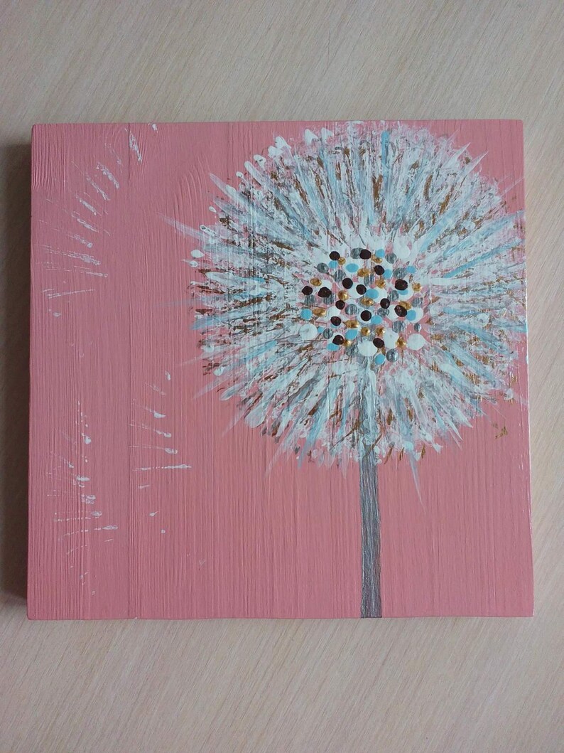 Dandelion painting Dandelion wood art Dandelion wall decor Etsy