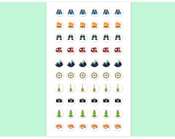 Camping Themed Mini Sticker Sheet 60 Stickers 5x8 Planner