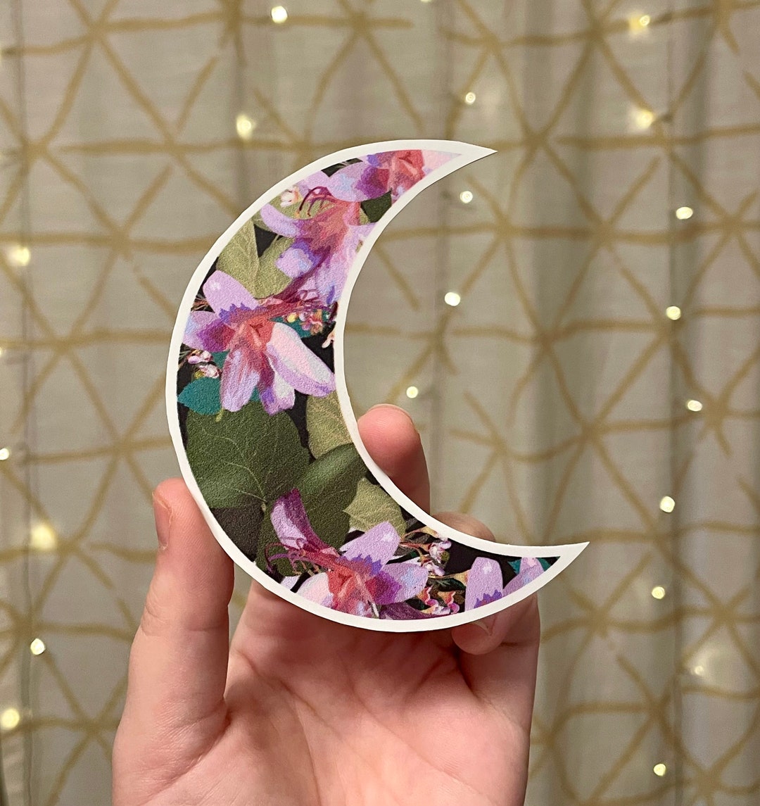 Floral Moon Sticker - Etsy