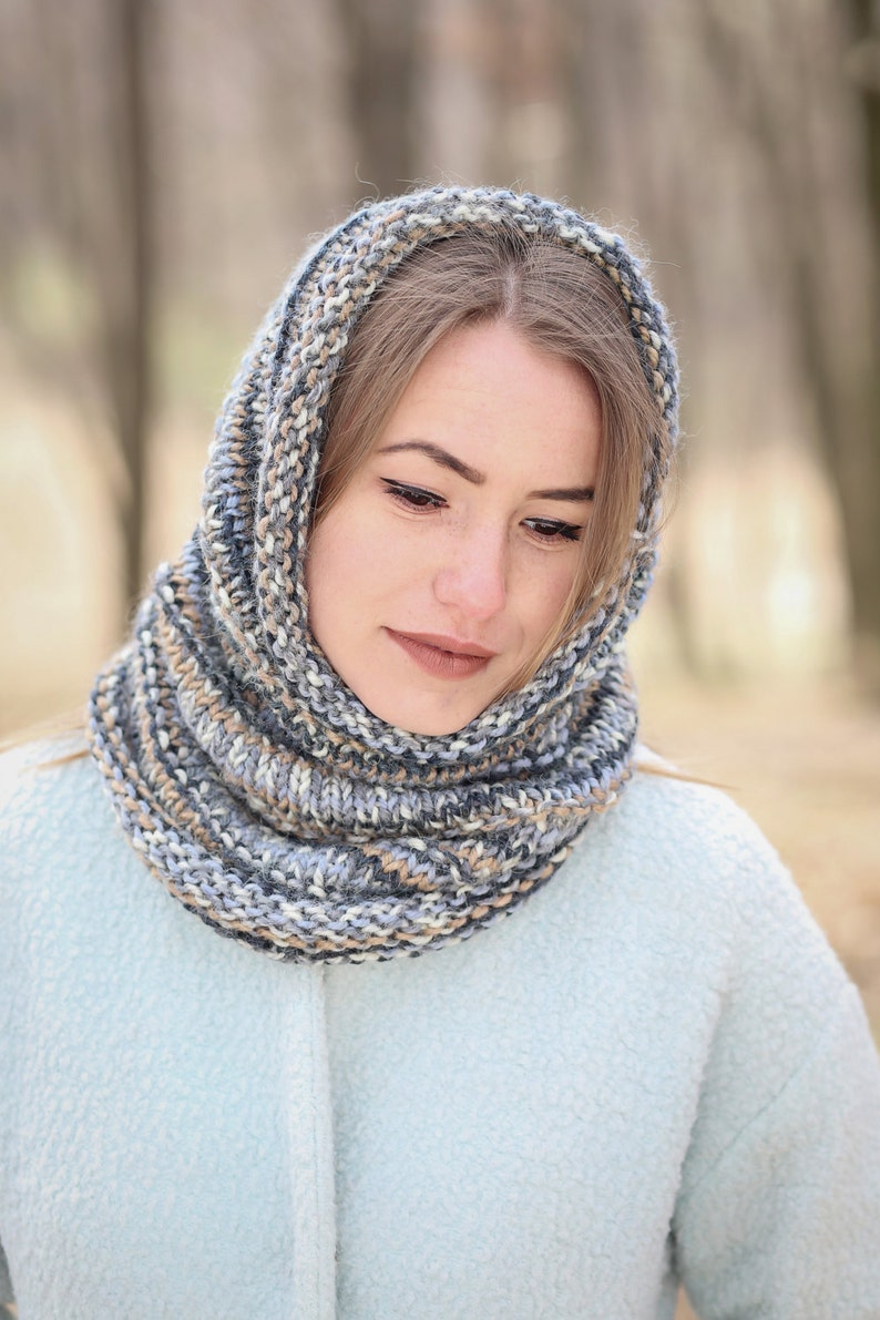 Alpaca cowl Grey neck warmer Alpaca scarf Knit infinity scarf Etsy
