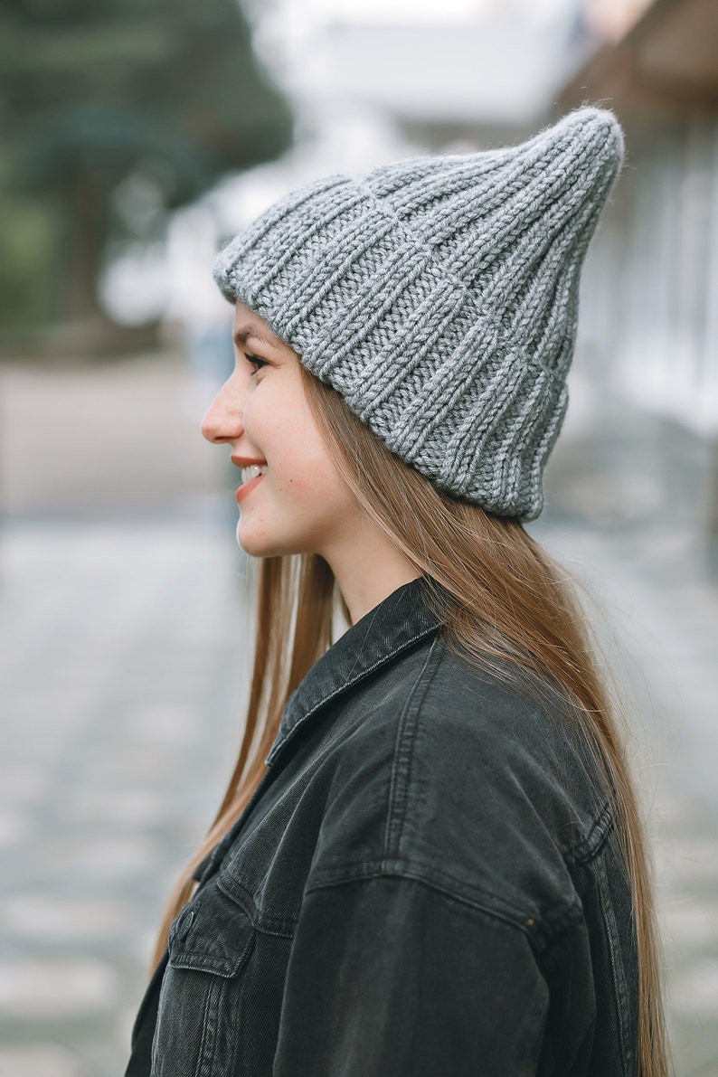 Gray winter hat Winter hat wool Beanie women gray Winter hat Etsy