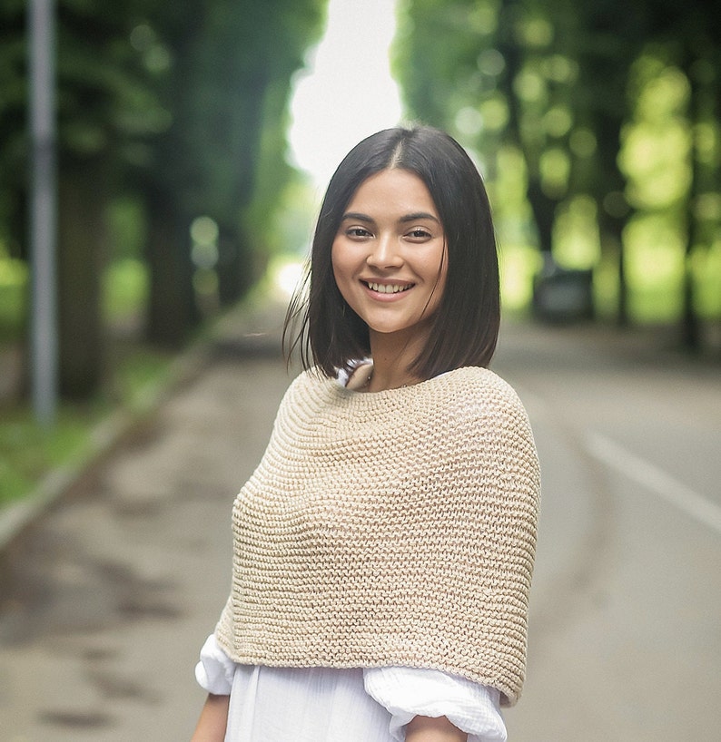 Bolero Crochet top Shoulder cape Outlander shawl Outlander crochet Organic cotton Knitted poncho Crochet cotton poncho Summer clothes image 4