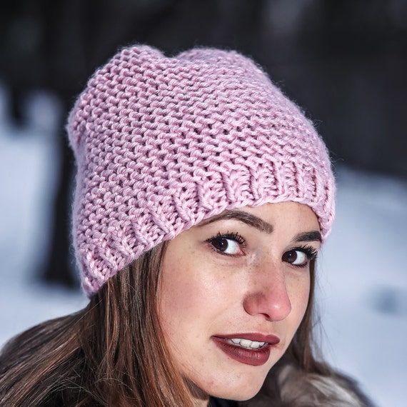 Pink winter hat Slouchy pink hat Winter hat Hat for women Etsy
