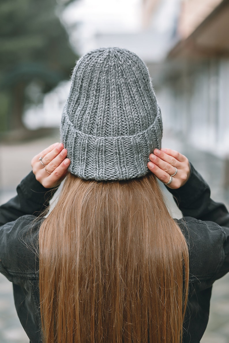 Gray winter hat Winter hat wool Beanie women gray Winter hat Etsy