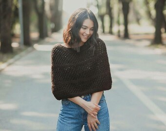 Brown Wool Bridal Wrap  Autumn Forest Wedding Cape