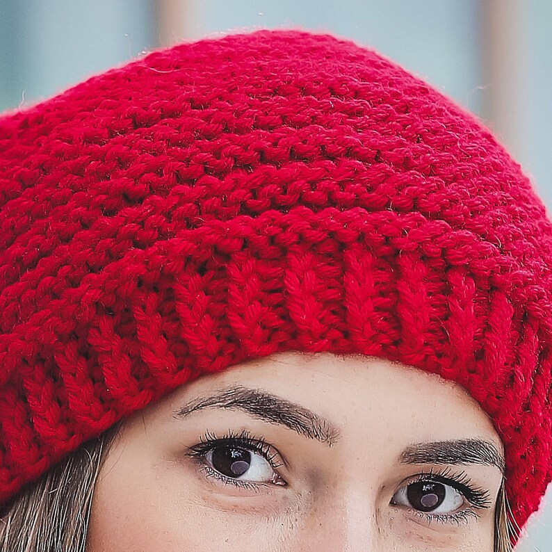 Knit hats women Chunky knit hat Chunky beanie Red infinity Etsy
