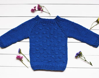 Blue baby jumper Blue baby sweater Blue kids sweater Knit baby sweater Kids sweater Baby jumper Boy's sweater Unisex baby sweater