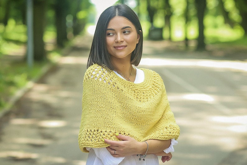 shoulder cape, outlander shawl, shoulder wrap, knitted poncho, cotton cover up, crochet poncho, cotton poncho, knit top, bridal capelet image 2