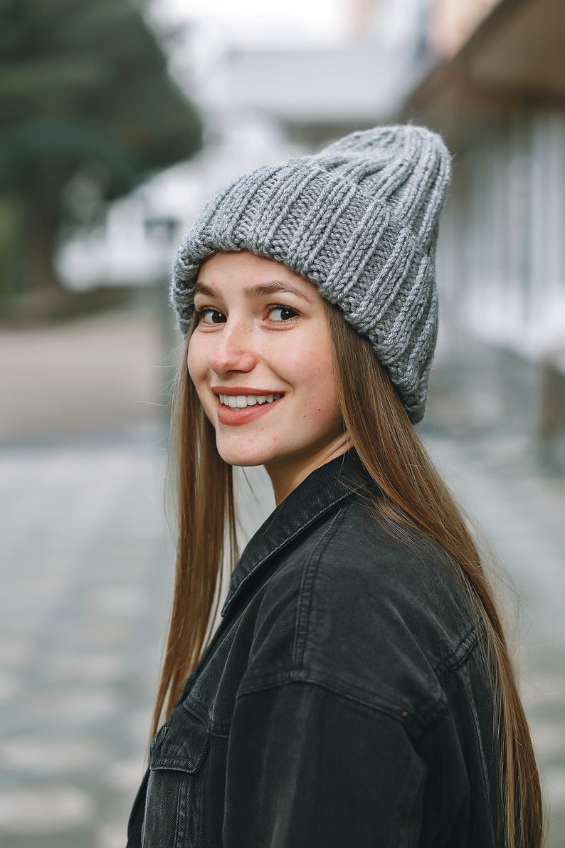 Gray winter hat Winter hat wool Beanie women gray Winter hat Etsy