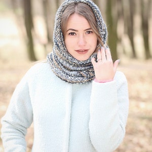 Crochet head scarf, Snood femme, Infinity scarf, Crochet cowl, Scarf cowl, Hooded cowl, Infinity scarf men, Knit scarf, Cowl scarf image 3