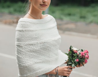 White Wool Bridal Wrap | Winter Photoshoot Cape