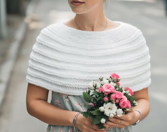 Wool Blend Bridal Capelet: Plain Wedding Shrug, Warm White Bolero