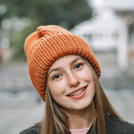 Orange Winter Hat Slouchy Beanie Women Slouchy Beanie Orange