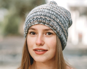 Handmade Alpaca Slouchy Beanie, Crochet Wool Hat