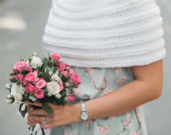 White Crochet Bridal Cape | Spring Garden Wedding Wrap