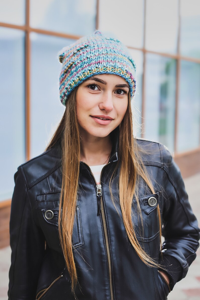 Womens hat Beanie hat Knit hats women Chunky knit hat Beanie womens Slouchy hat Winter hat Alpaca hat woman Crochet hat Colorful beanie