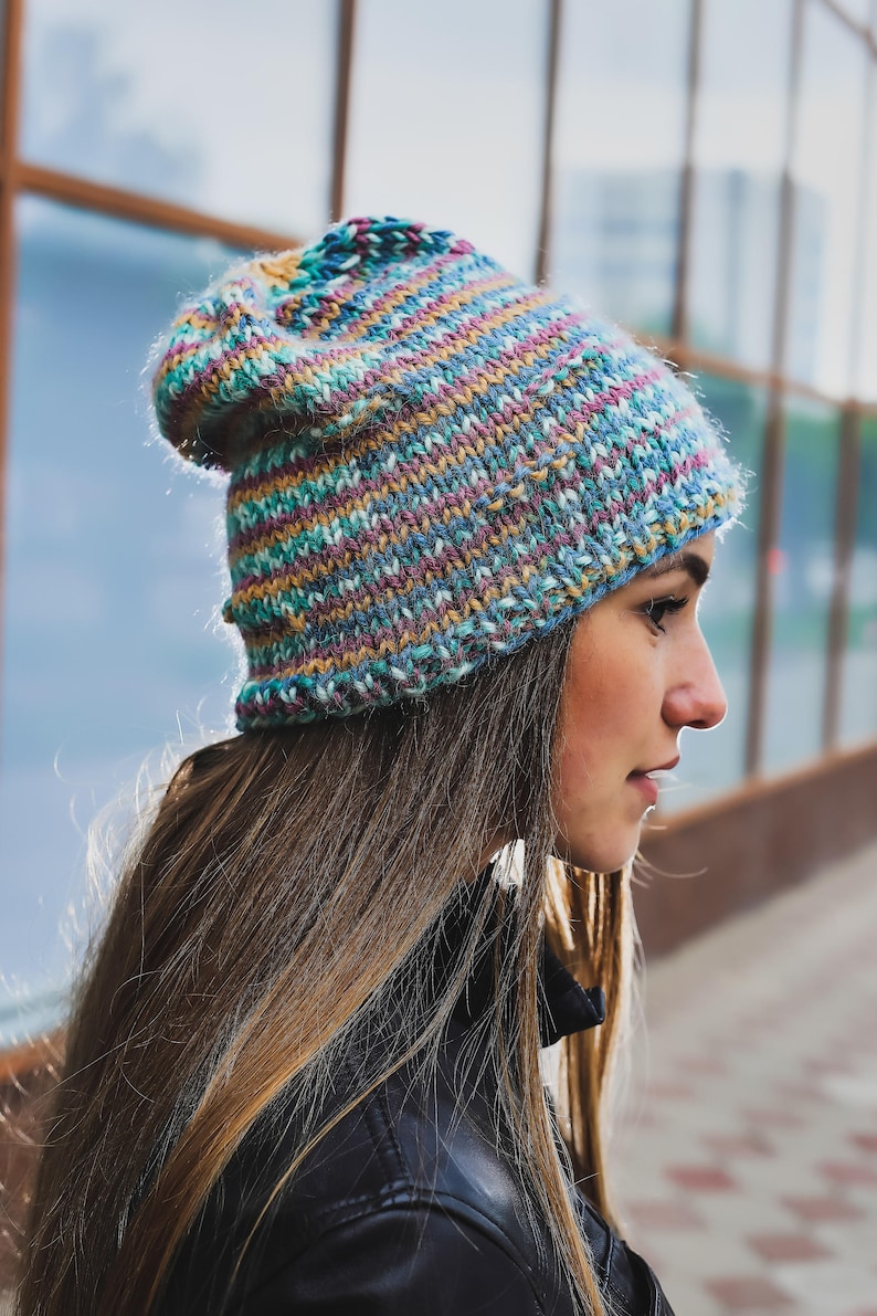 Womens hat Beanie hat Knit hats women Chunky knit hat Beanie womens Slouchy hat Winter hat Alpaca hat woman Crochet hat Colorful beanie