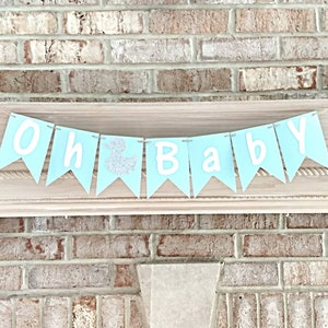Blue baby shower decorations, baby shower decorations for boy, Oh Baby banner, Baby shower garland, baby sprinkle decor, for baby shower