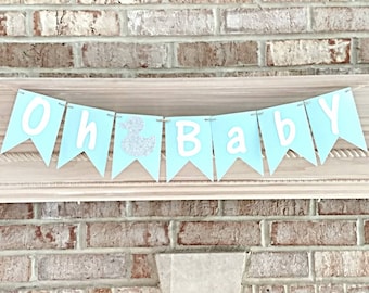 Blue baby shower decorations, baby shower decorations for boy, Oh Baby banner, Baby shower garland, baby sprinkle decor, for baby shower