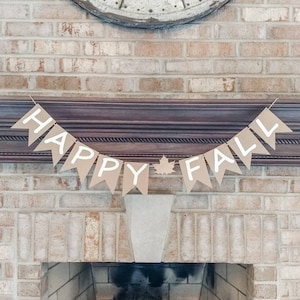 Happy Fall banner, rustic fall decor, fall garland, fireplace banner, mantle garland, Happy Fall sign,  fall home decor ideas