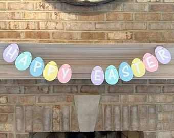 Easter banner, spring decor, Easter decor, handmade banner, living room decor, fireplace garland, mantle banner, easter garland, easter sign