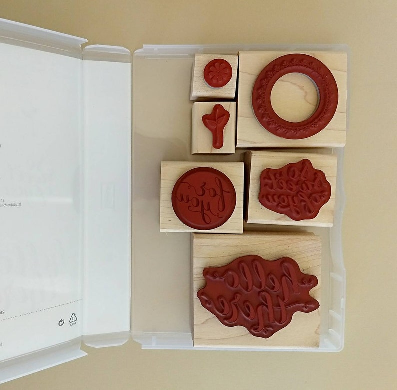 wood stamps hello there hello stamp flower stamp used stamps stampin up set Retired stampin up used stamp set thank you stamps