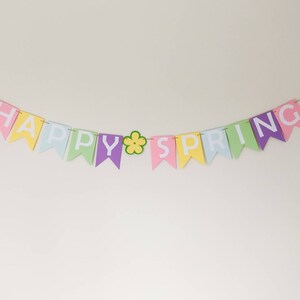 Spring banner for mantle, Spring garland, mantle banner, Easter banner, Fireplace garland, spring decor, happy spring sign, mantle decor image 4